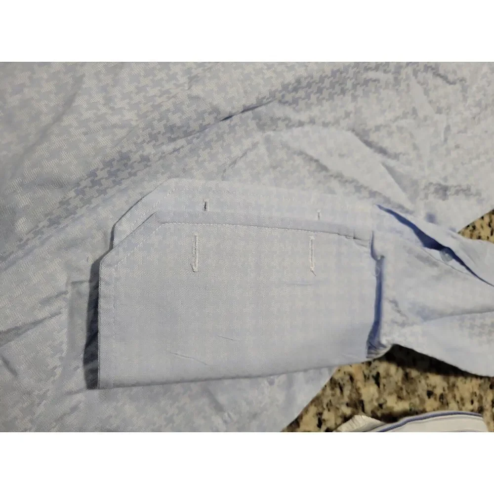 Mens Tiglio Luxe LS Button Down Cotton Dress Shirt needs cuff links‎ 17.5 32/33